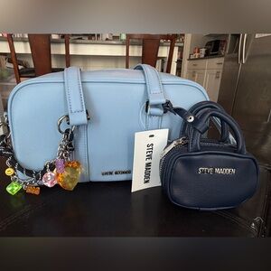 Steve Madden Light Blue and Dark Blue Satchel Duo